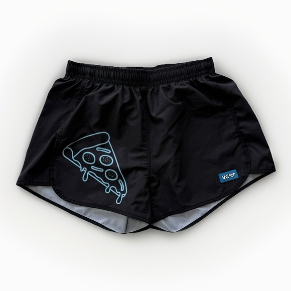 VC Ultimate Pants - VC Ultimate Shorty Shorts Black Pizza Graphic 3" Inseam Athletic Women's S